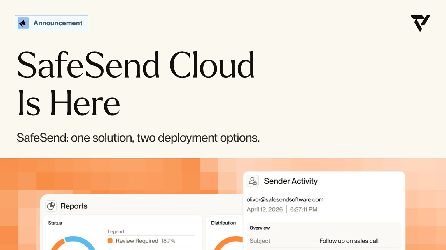 SafeSend Cloud launch campaign in widescreen format