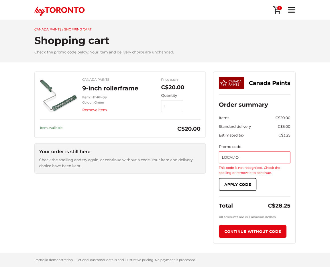 heyToronto: Make a recoverable error feel recoverable