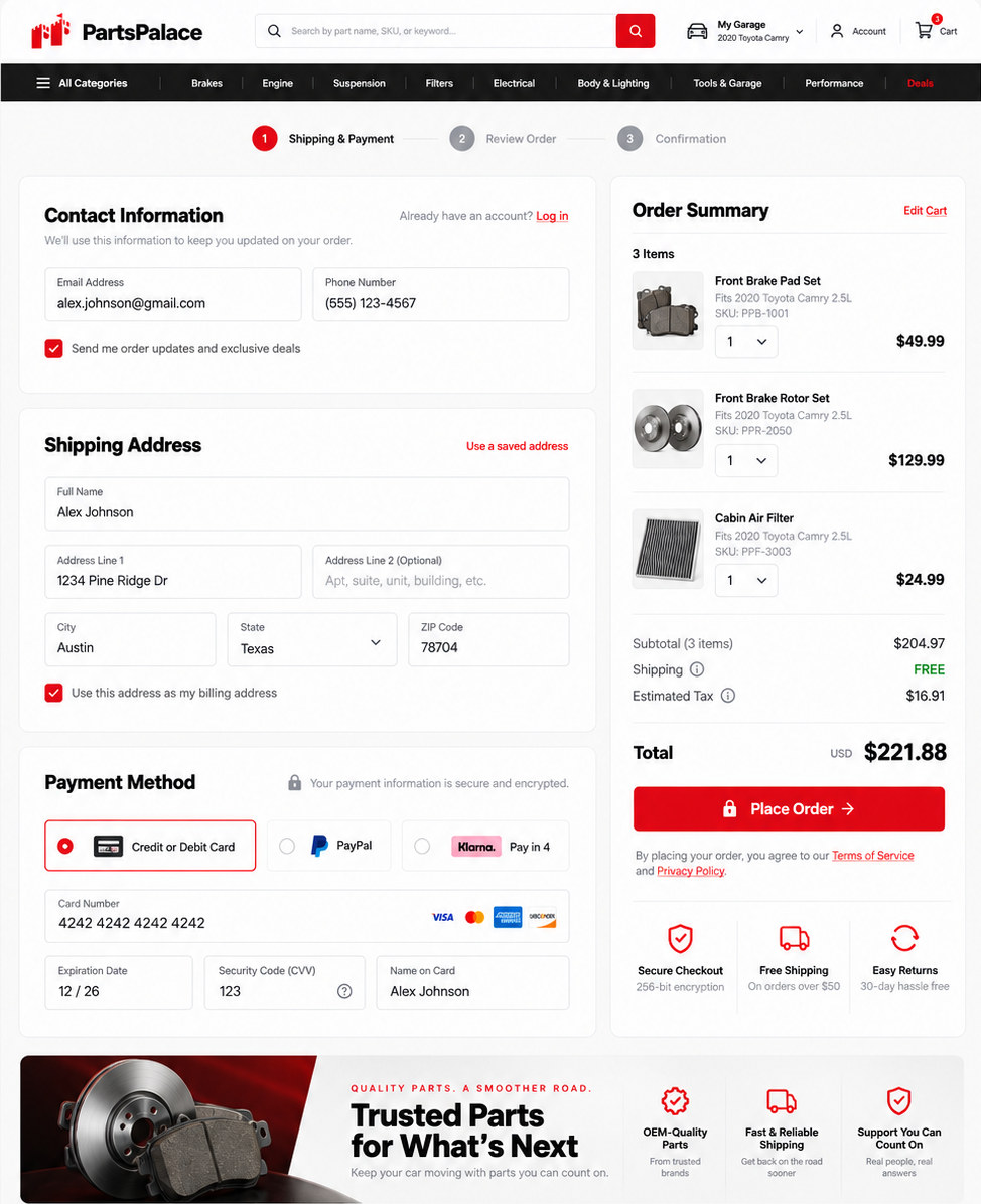 PartsPalace: Carry product context into the final review