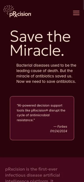 pRxcision mobile homepage
